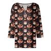 3/4 Ärmel Damen Tops Halloween Print Vintage Mode Lässig Locker Mit V-Ausschnitt Übergröße Shirts