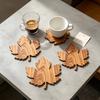 Anti Scald Coffee Coasters Non-Slip Insulation Pad Multipurpose Maple Leaf Wooden Coasters Office