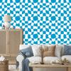 Wallpaper Casual checkerboard turquoise, white and celadon 50x1000