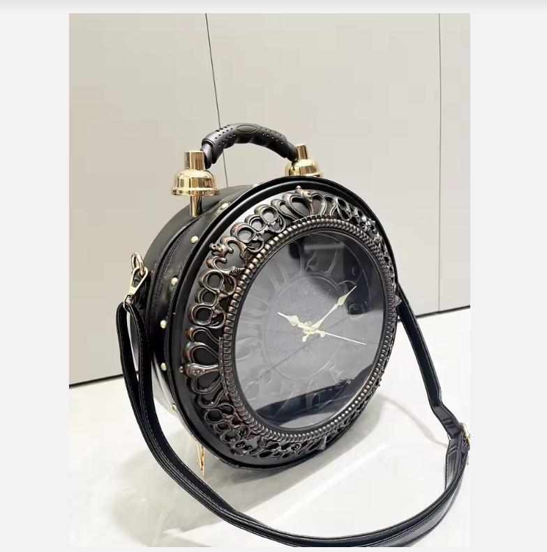 Luxury Designer Purses and Handbags Shoulder Bags funny clock-shaped bag funny Women's round bag pu leather Woman's bag