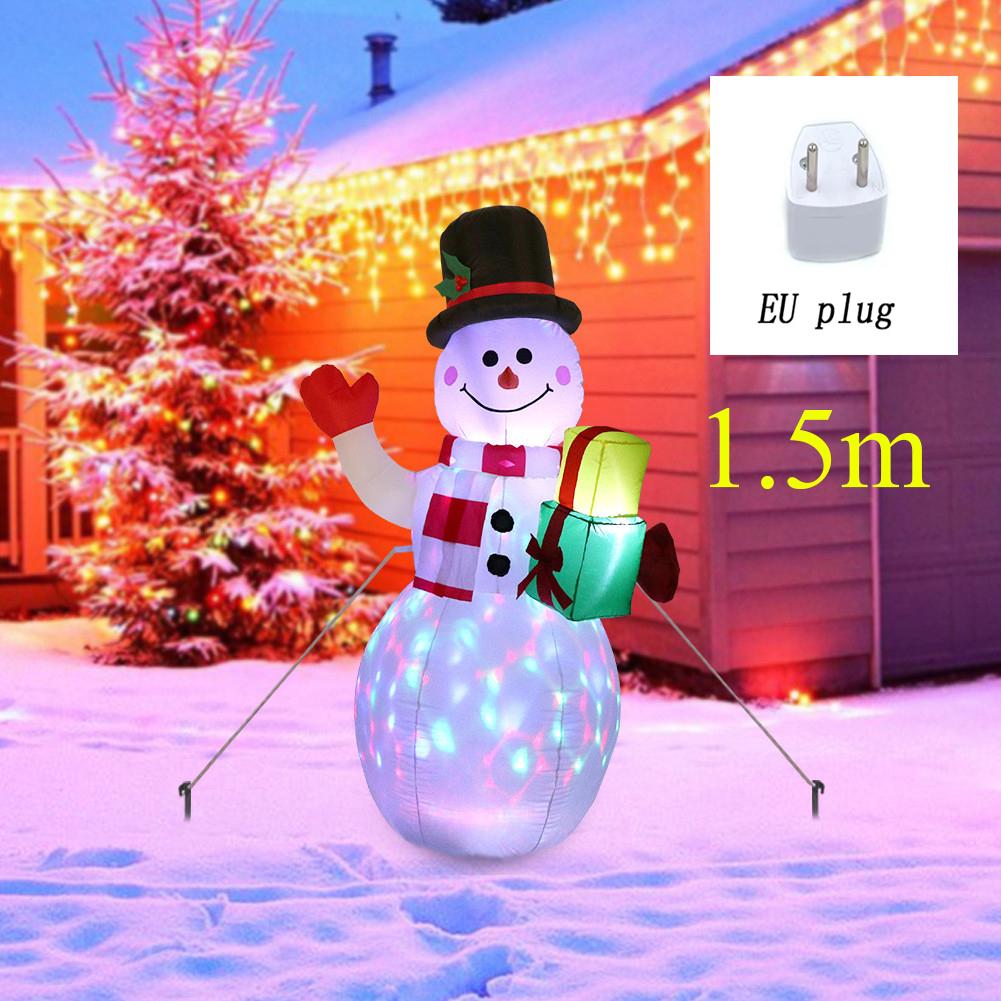 1.5m Christmas Inflatable Snowman Built-in Color Rotating LED Lights Ornament Xmas Party New Year Indoor Outdoor Courtyard Decor