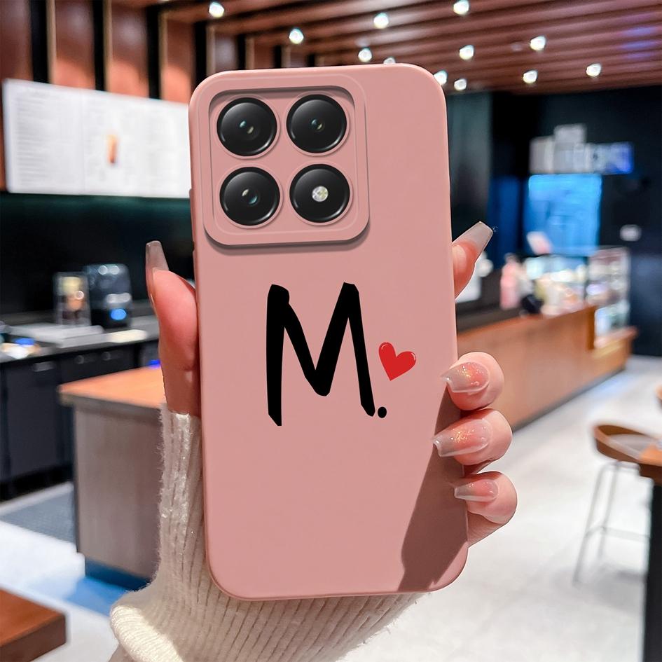 Case For Xiaomi 14T 14 15 12 12S 12T 12X Pro Ultra Lite Back Cover Pretty Love Heart Letter Pattern Soft Silicone Anti Fall Protective For Xiaomi Capa