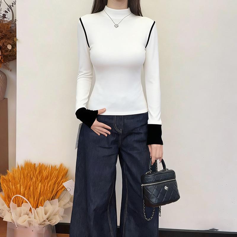

Women s Color Block Patchwork Long Sleeve T-shirt - Autumn/Winter 2026 Slimming Base Layer Top Large
