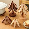 Yousheng Christmas Tree Trivet Set Wooden Coasters with Stand Heat-Resistant Pot Holders Festive Table Protector for Hot Dishes