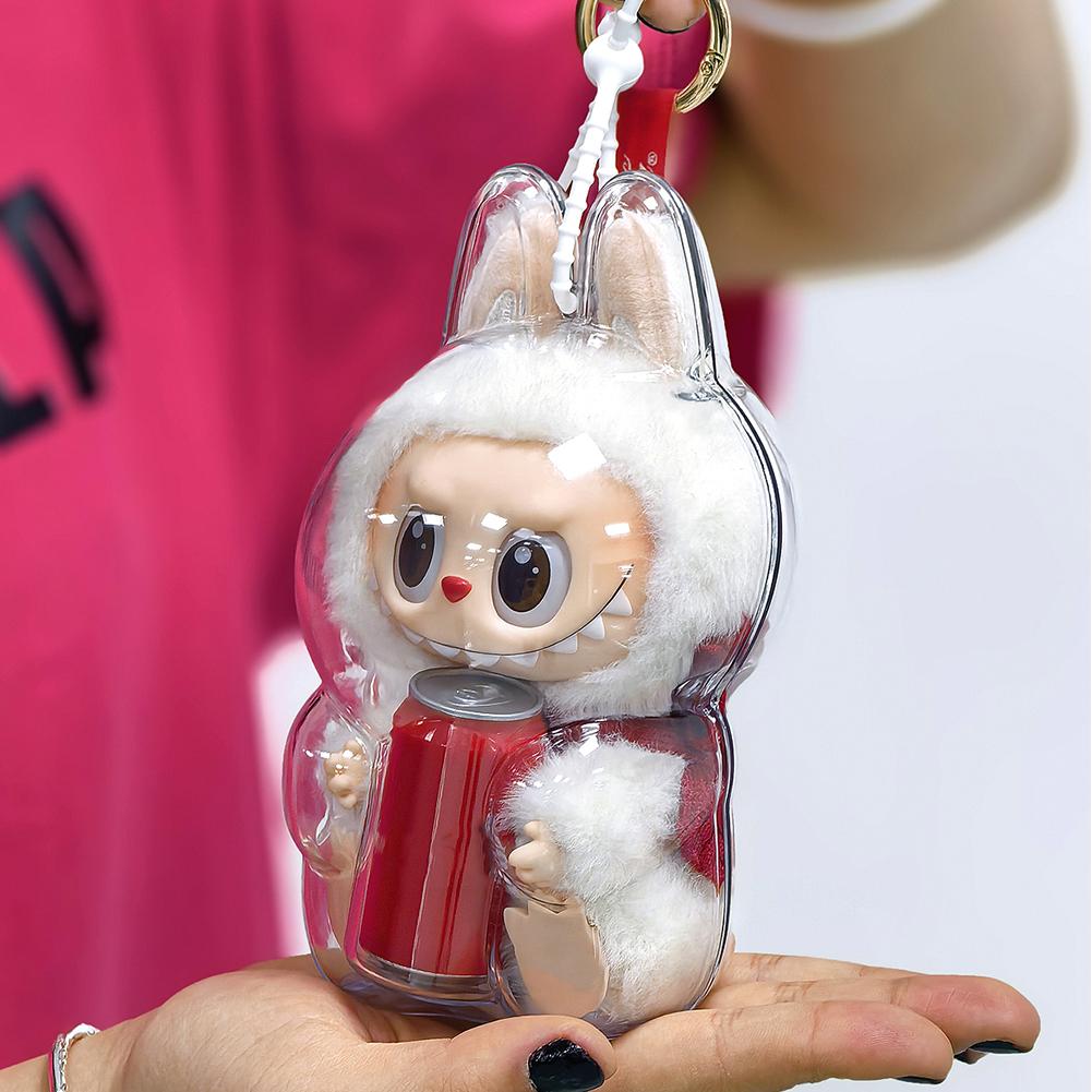1PC Protective Acrylic Storage Case For Plush Dolls Display Bag for Labubu V3 No Doll Transparent Portable Cable Organizer Box