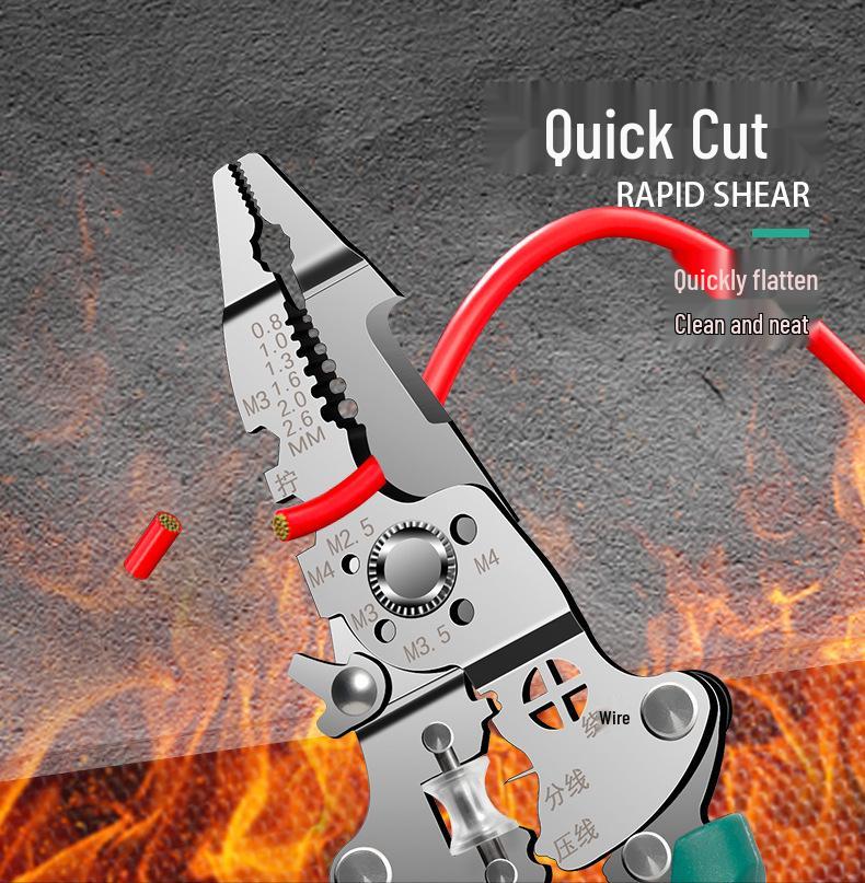 26-in-1 Multi-Function Electrician Wire Stripper: Foldable Tool for Stripping, Pulling, and Splitting Wires
