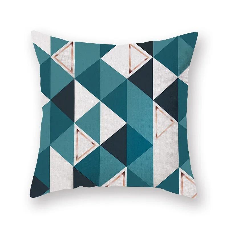 Abstract Geometric Pillowcase Flowers Leaves Teal Sofa Car Bedroom Home Decor Pillow Cushion Cover