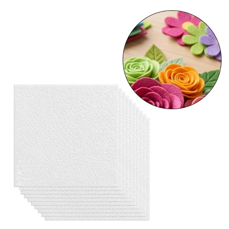Soft Felt Fabric Sheets for Sewing and DIY Crafts, White 10 Piece 28.5X29CM Squares for Applique, Decorative Patching, and Handmade Projects