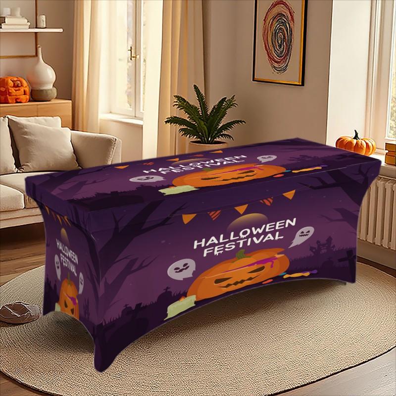 Halloween Printed Stretch Tablecloth Milk Fabric Outdoor Party Decor