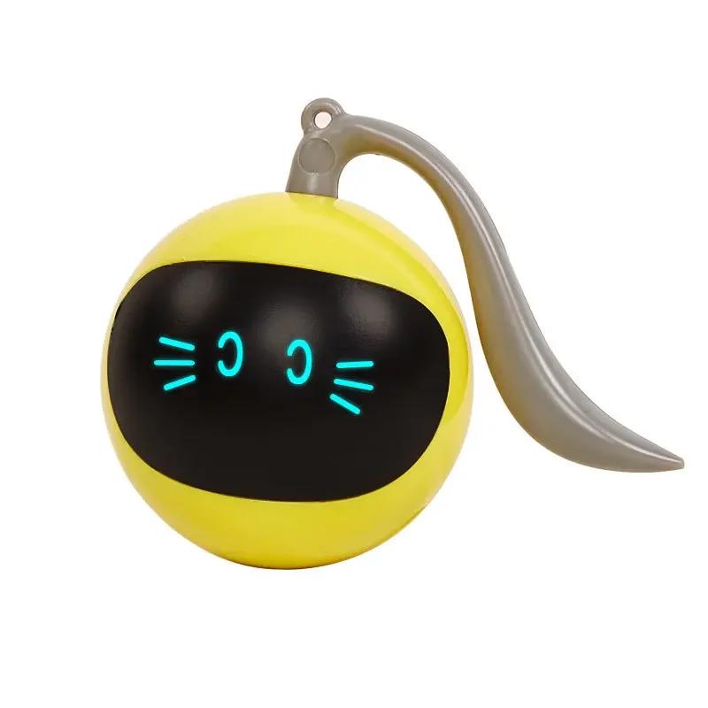 Smart Self Rotating USB Electric 1000mAh Jumping Rolling Ball Toy For Cat Dog Kids жёлтый