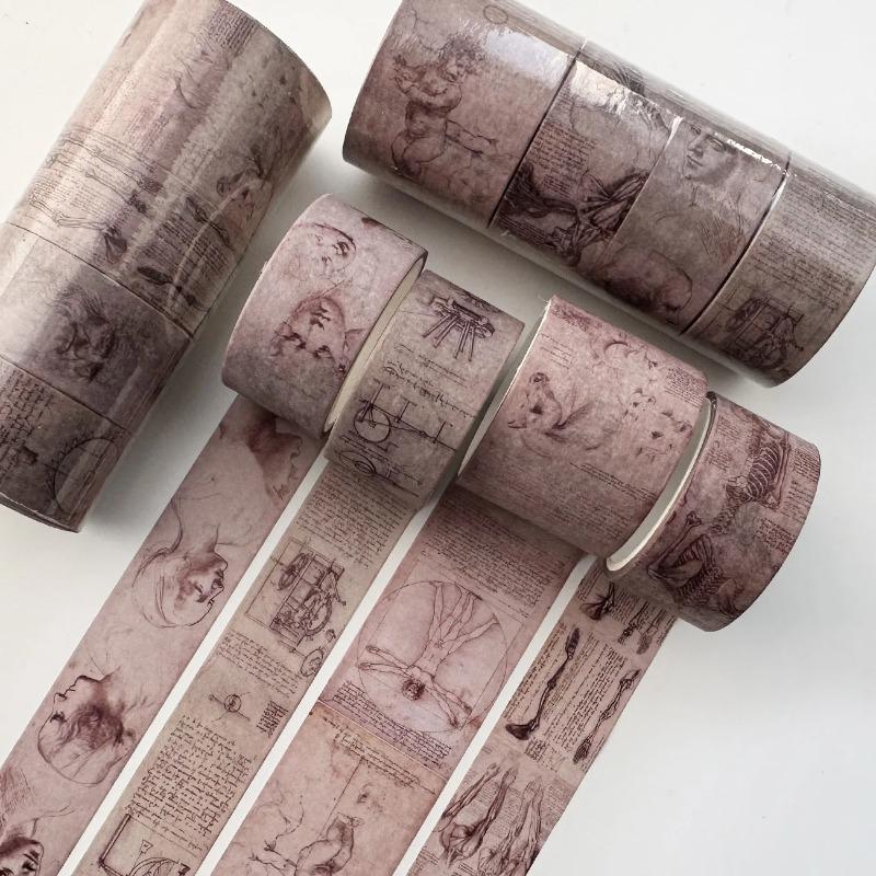 4 Rolls Per Box Retro Tape Scrapbook Map Decoration Hand Account Collage DIY Album Decoration Student Stationery Gift Tape