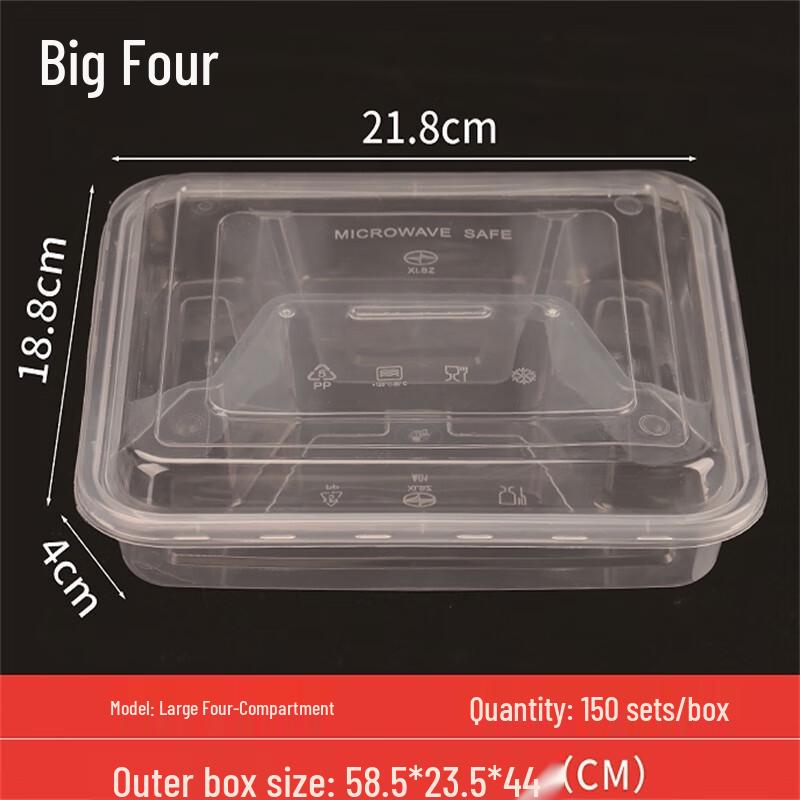 XLBZ Disposable 4-Compartment Food Containers