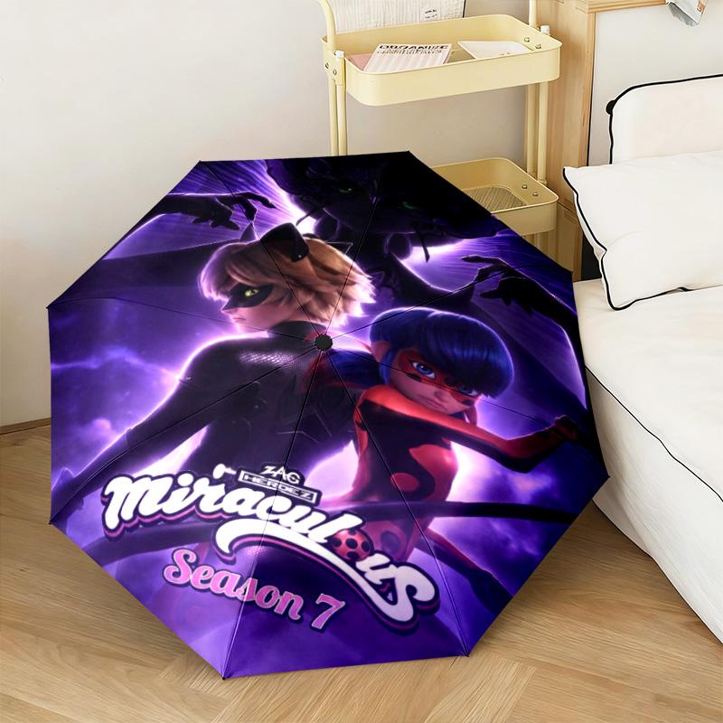 Wunderbare Ladybug Thema Automatischer Regenschirm Geeignet für Reisen Tragbarer Regenschirm Outdoor Sonnenschirm Geschenk Tägliche Notwendigkeiten