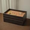 Tisch-Schmuckaufbewahrungsbox aus Holz mit Lederboden - Luxuriöses Entree, hochwertiges Dekotablett