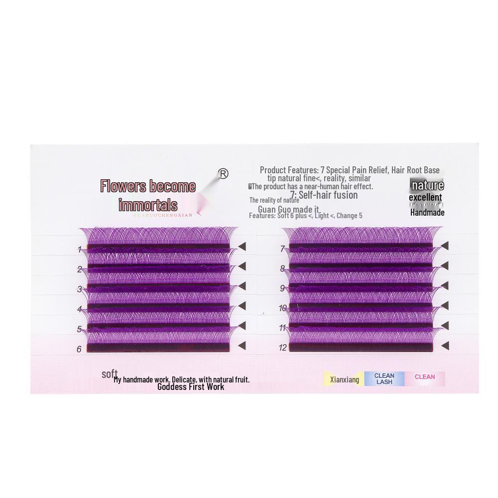 Colorful Y-Shaped Grafted Eyelashes: Dazzling Purple, Natural Soft Extensions by Yaya Blooming 0.07