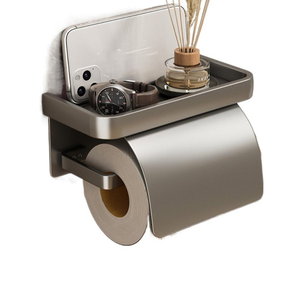 Punch-free Bathroom Tissue Self Baffle Design Tissue Roll Hanger Toilet Paper Holder  Home