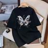 Butterfly Print Crew Neck Oversized T-Shirt Casual Short Sleeve Graphic Tee