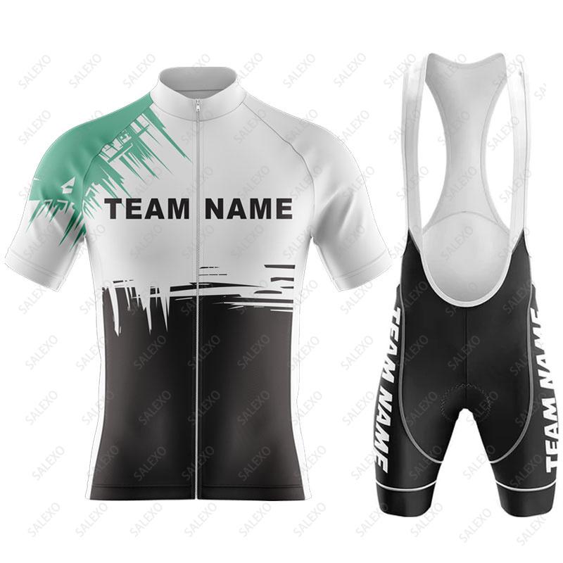 Abbigliamento da Ciclismo Personalizzato con Nome Squadra Uomo Set da Ciclismo Abbigliamento per Bici Traspirante Anti-UV Abbigliamento da Bicicletta Set Maglia da Ciclismo a Manica Corta