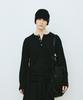 Beleudeunua Punched Henley Neck Long Sleeve Knit Tee (Black)
