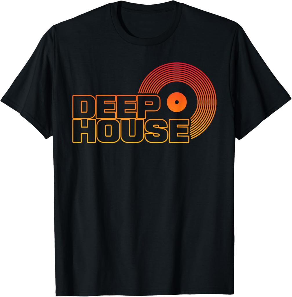 Deep House Music Art  Minimalist Design for DJ Raver EDM TShirt Cotton Printed Graphic T Shirts Vintage T Shirt Camisas
