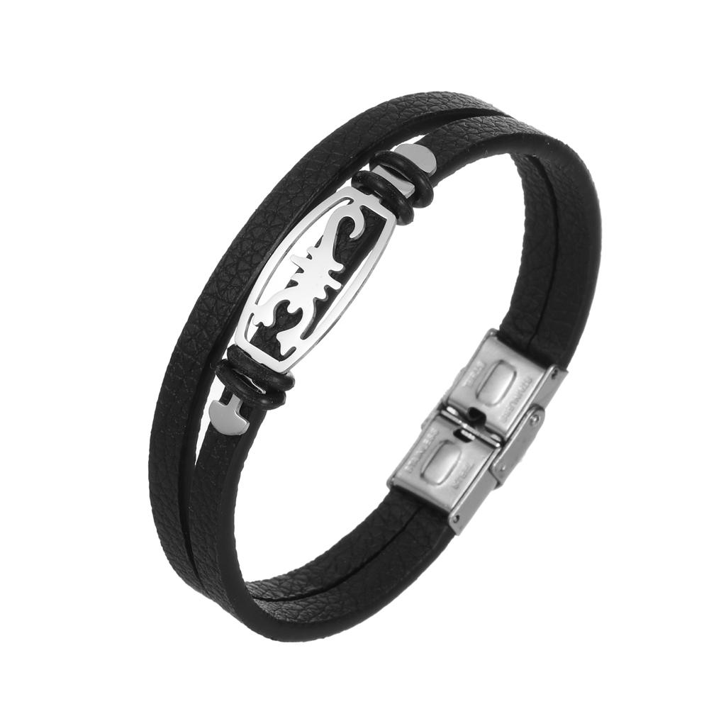 Gioielli con ciondoli Bracciale Scorpione in pelle in acciaio inossidabile da uomo