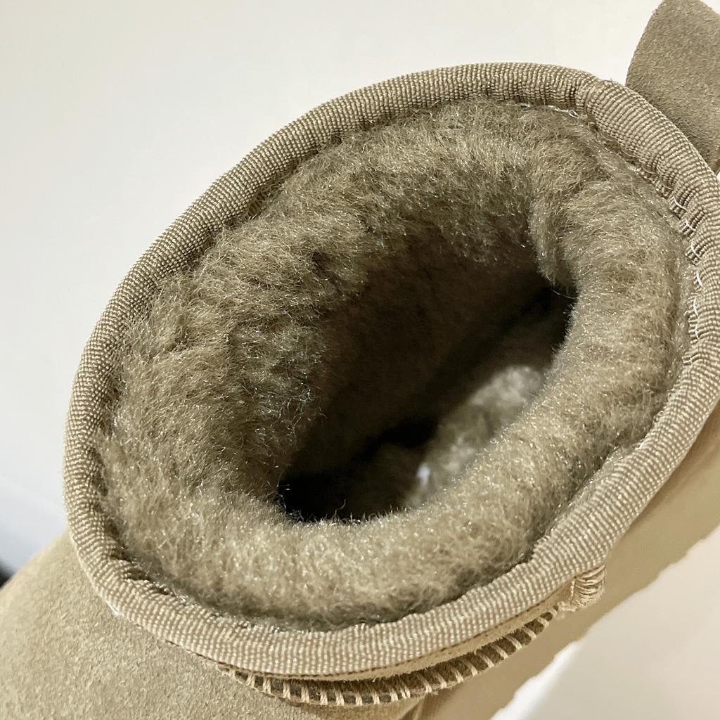 thick-soled snow boots women's winter real cowhide piled thickened bread shoes short tube student cotton shoes