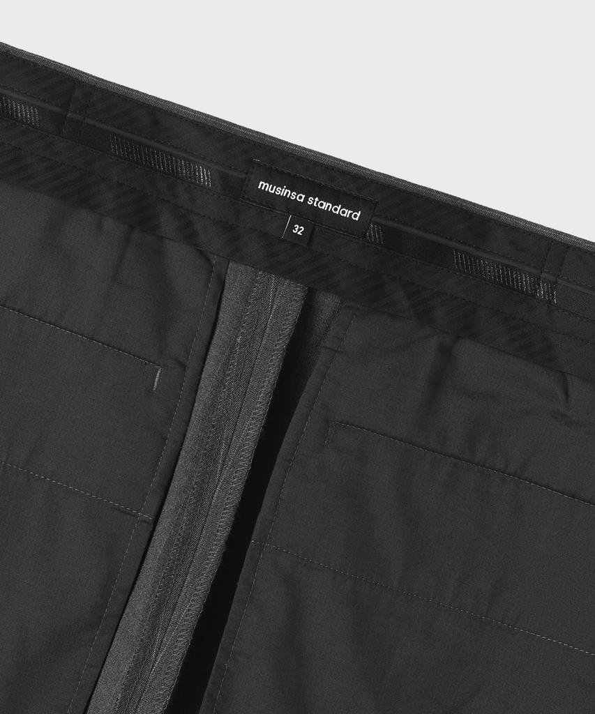 MUSINSA STANDARD Striped Extra Wide Two-Puck Hidden Elastic Waist Slacks [Medium Gray]