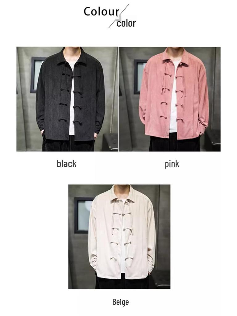 Herren Frühling Retro Chinesischer Stil Froschknopf Tang Anzug Hemd