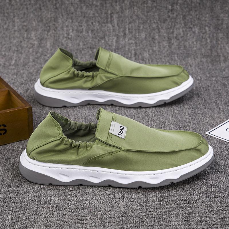 

Мужская обувь 2025 года, новые осенние туфли-одиночки с мягкой подошвой и низким верхом, корейская версия, мужская повседневная обувь с одной педалью 44 зелёный