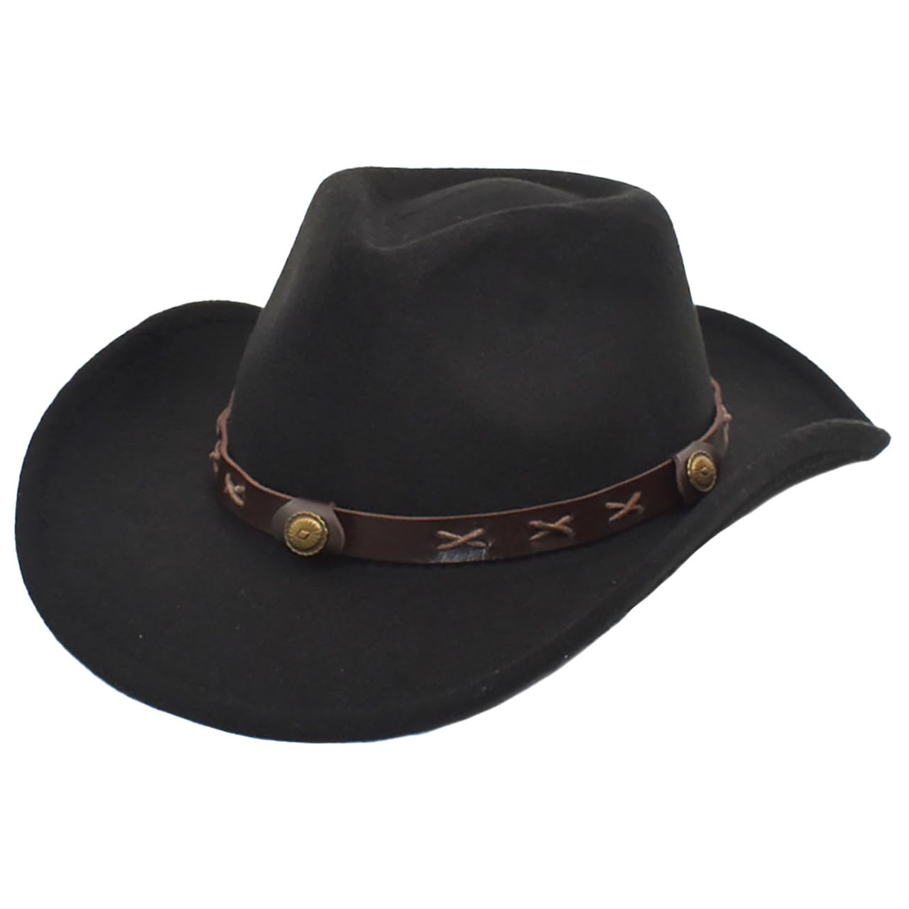 

White Fang CZA675 Classic Wool Cowboy Western Hat for Men and Women (Black),