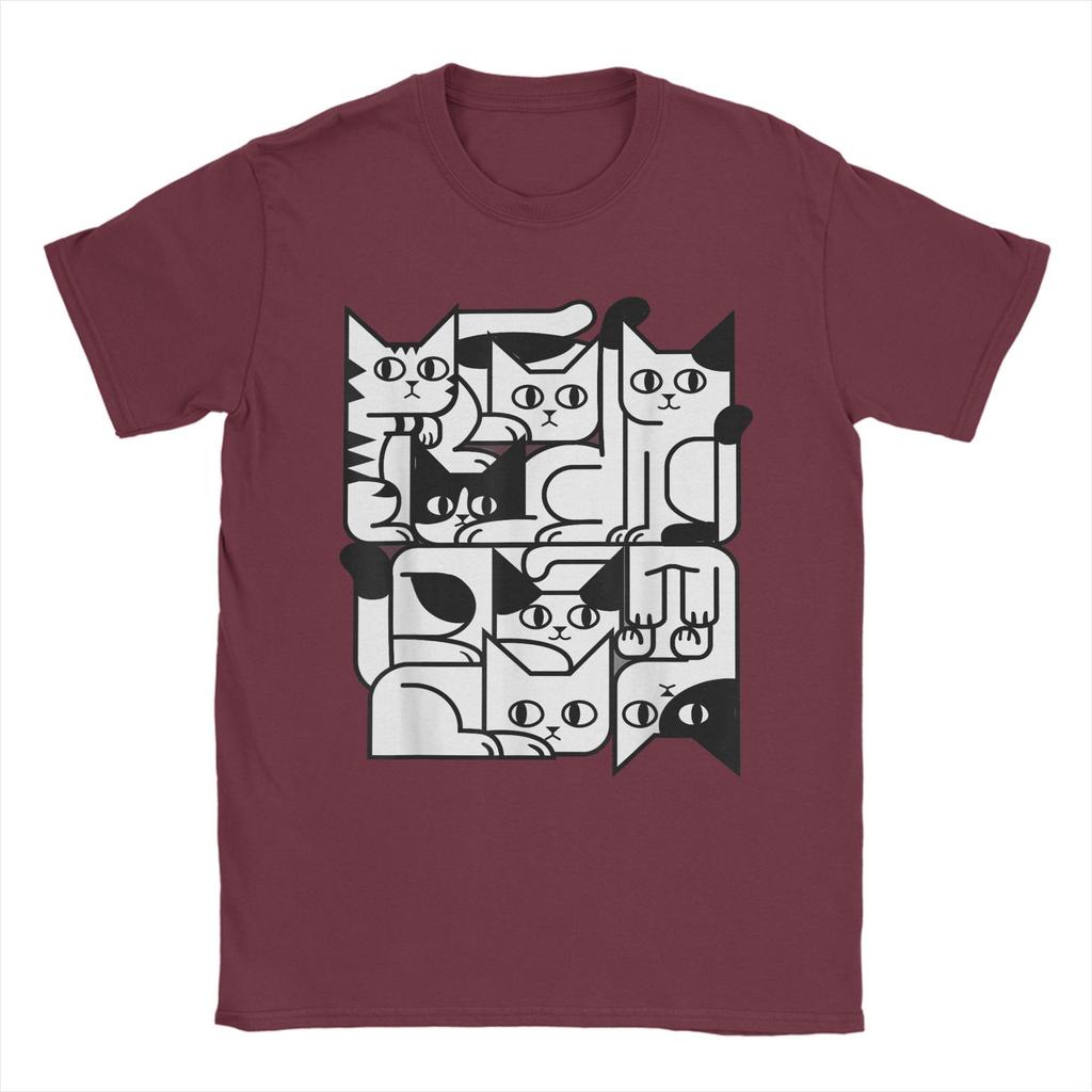 Animal Friends Apparel for Cat Enthusiasts Geometric Cat Silhouette T Shirts Short Sleeve Tshirt Summer Tees
