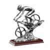 Resin Handicrafts Realistic Figure Sculpture Mountain Bike Silver Sportsman Cycling Figurine Home Decoration Accessories