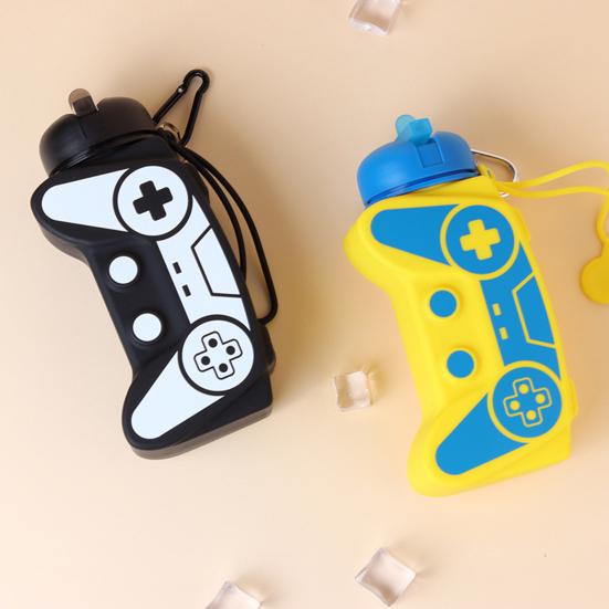 600ML Sport Bottle Foldable Food Grade Leakproof Shockproof Anti-drop Large Capacity Game Console Shape Travel School Kids Students