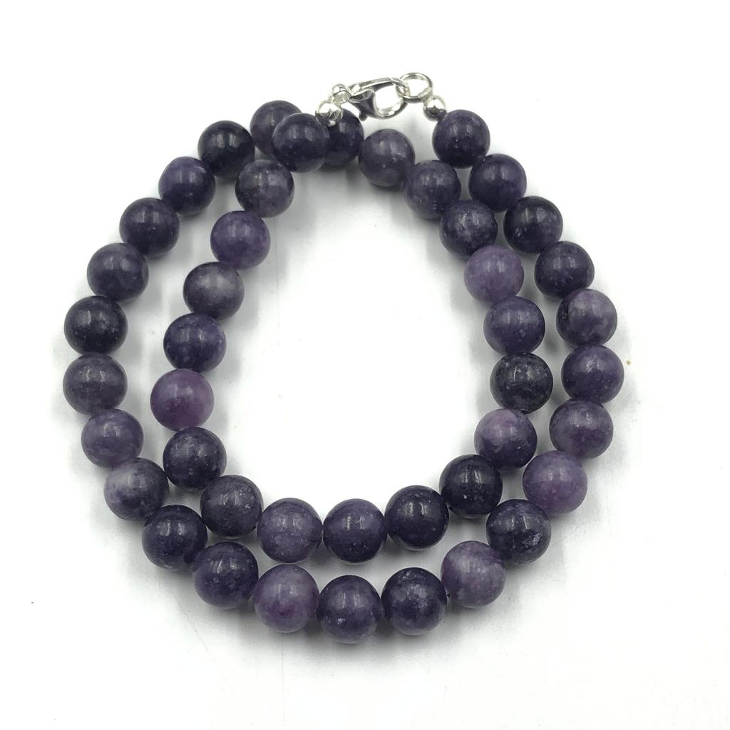 8mm Natural Lepidolite Gemstone Round Beads Jewelry Handmade Designer Adjustable Necklace 17-20" For Thanksgiving Gift 8BN-41