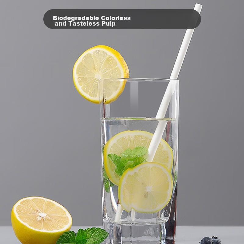 MENGTING Disposable Straws Individually Wrapped, Children's Paper Straws Food-Grade Biodegradable Straws, 200 Pieces 7893