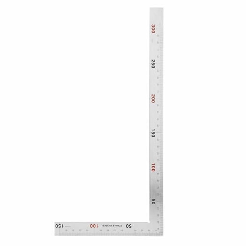 Stainless Steel Right Angle Ruler, 90 Degree Square, L-Shaped, Silver, Carpentry Tool, 90 Degree Angle Ruler, Measuring and Layout Tool, Double-Sided
