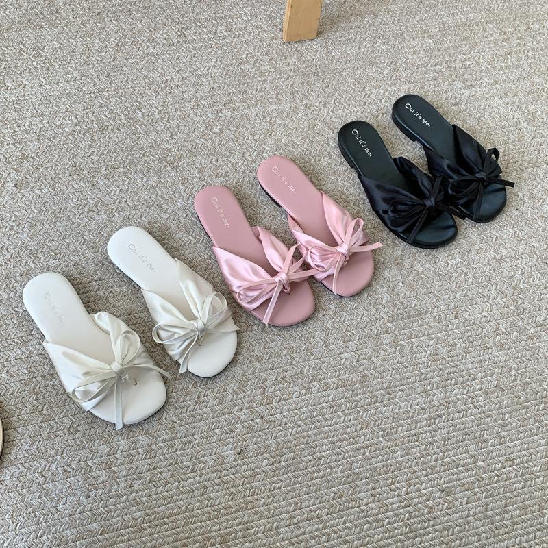 20251 Spring and Autumn New Fashion Versatile Slippers Women's Outer Wear Square Head Set Toe Drag Flat Bottom Folded Beach