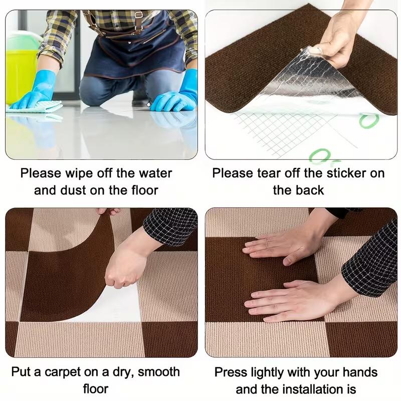10PCS 30x30cm Self Adhesive Carpet Floor Mat Anti-Slip Floor Sticker Living Room Carpet Anti-Slip Self Adhesive Floor Sticker St