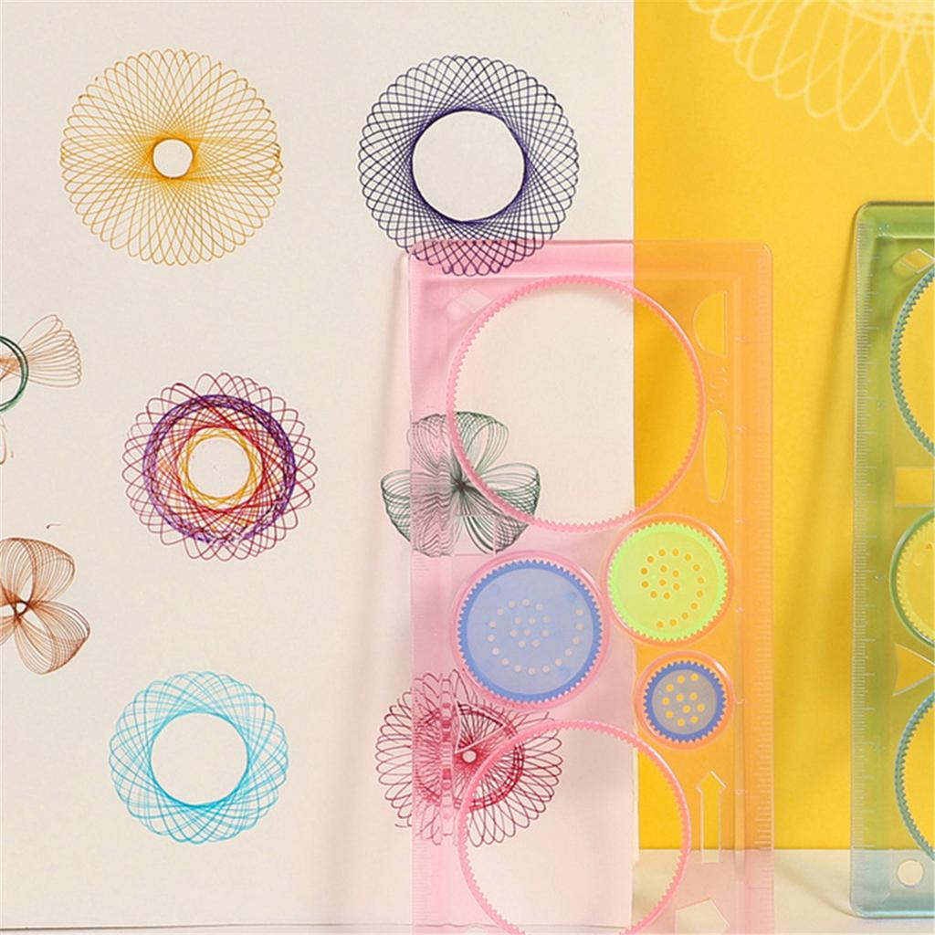 Variety Wanhua Ruler Magic Ruler Set Geometry Painting Template Multi-function Interesting Puzzle Spirograph Kids Drawing Toys