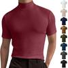 Comfortable Solid Color Short Sleeved Men'S Top, Men'S High Neck Short Sleeved T-Shirt, Men'S Base Shirt, Men'S