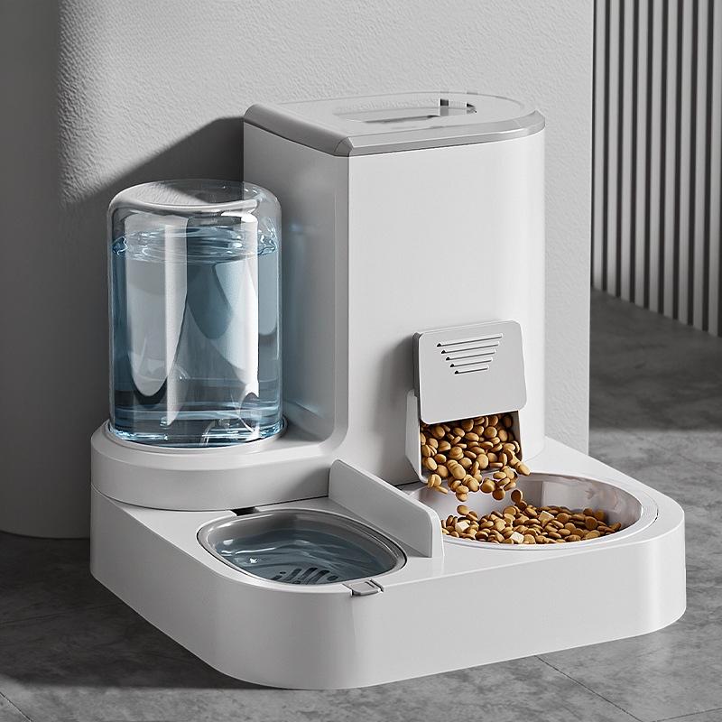 Automatic Pet Feeder & Water Dispenser: Dual Cat/Dog Bowls, Cervical Spine Protect, All-in-One Pet Supplies.