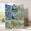 Van Gogh's Checkered Theme polyester Bedroom velvet flannel soft sofa cover blanket Fleece soft sofa cover blankets for beds