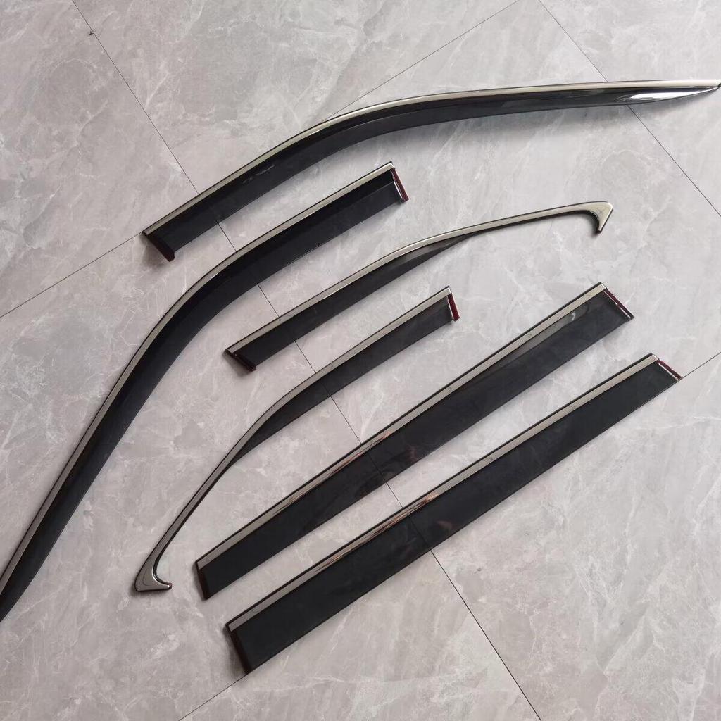 22 Highlander Crown Land Cruiser Car Window Rain Deflector Set, 6-Piece Stainless Steel Trim