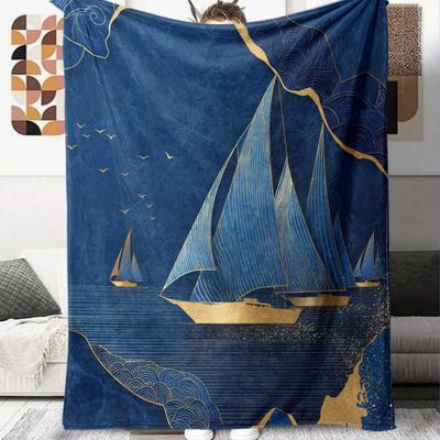 1Pc Cartoon Print Flannel Blanket, High Quality Comfortable for All Seasons, Home Decor, Warmth and Comfort, Perfect for Christmas Birthday Gift