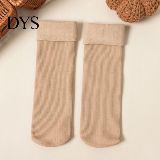 Women Mid-tube Socks 1 Pair Winter Thick Plush Japanese Style Elastic Anti-slip Floor Thermal Anti-odor Extra Loose Ankles No Streaks