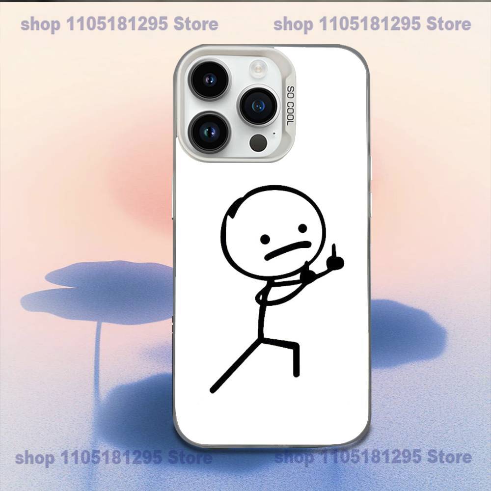 Cartoon Stickman Matchman Phone Case For iPhone 17,16,15,14,13,12,11,Mini,Pro,E,MAX White Candy Matte Shockproof Cover