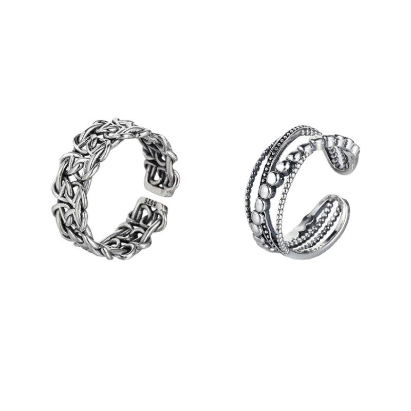 Women's Retro Punk Adjustable Cross Bead Ring