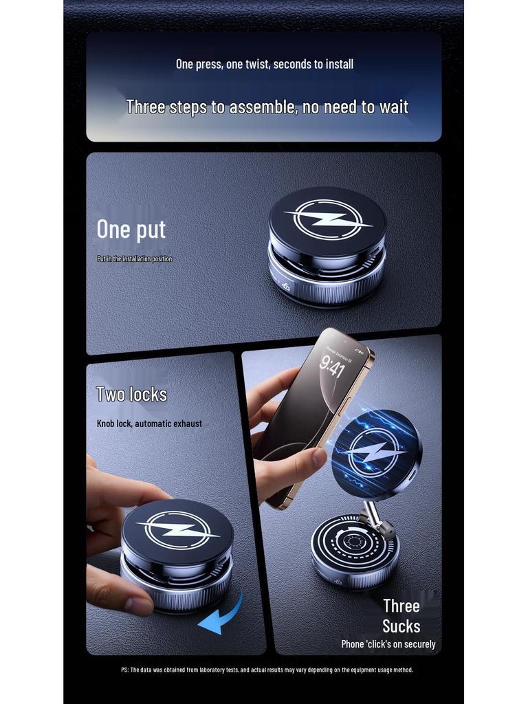 Rotating Magnetic Wireless Charging Car Phone Holder & Foldable Vacuum Suction Stand