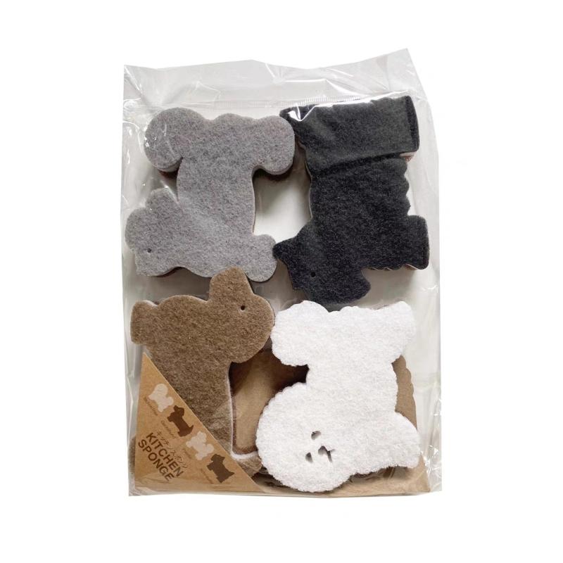 

4PCS Pleasant Dog Theme Washing Kitchen Sponges Great For Cleaning Cookware And Tableware 1