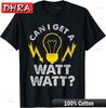 Can I Get A Watt Watt Funny Electrician Cotton Tee Unique Tshirts Retro Casual Edgy Top Streetwear Trippy Vacation Outfit
